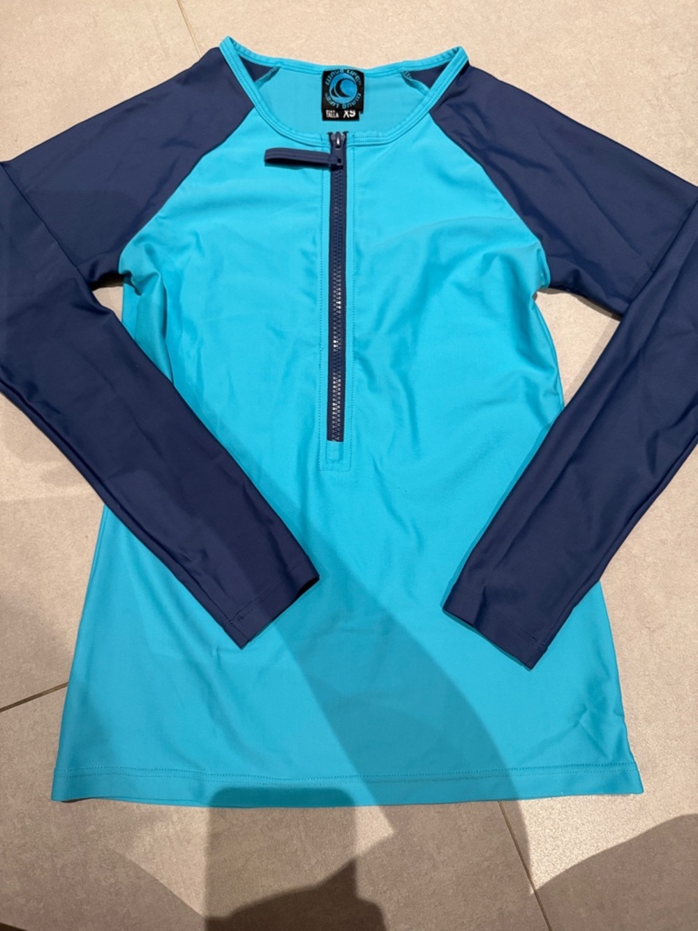 Women XS UPF 50+ PROTECTION ZIPPER LONG SLEEVE RASHGUARD SHIRT BEACH sports Blue